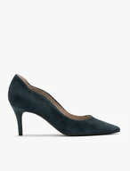Grüne Velours-Pumps mit verziertem Schaft