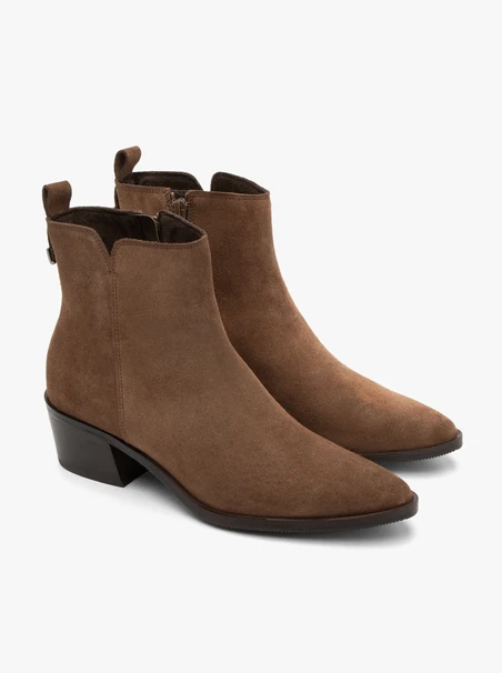 Brown suede ankle boots