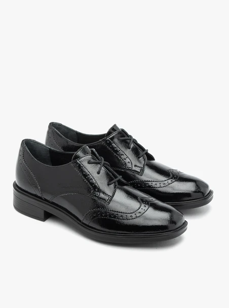 Black patent lace-up shoes