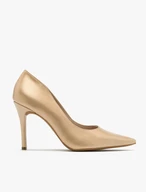 Gold high-heel pumps
