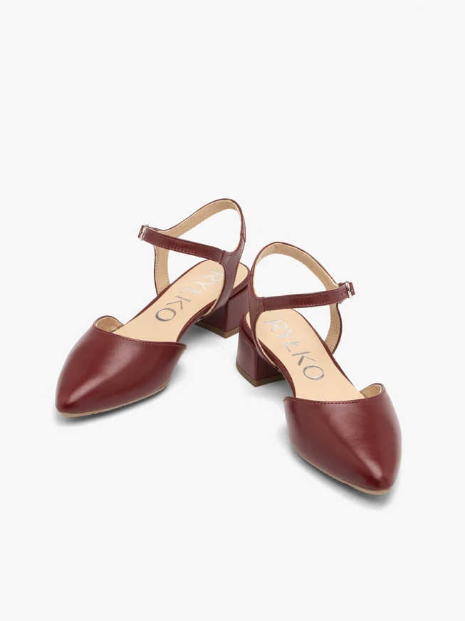 Kastanienbraune Damen Slingback-Pumps ohne Absatz