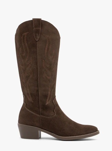 Dark Brown Cowboy Knee Boots