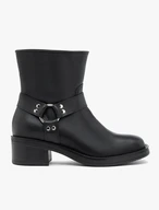 Schwarze Biker-Stiefel aus genarbtem Leder
