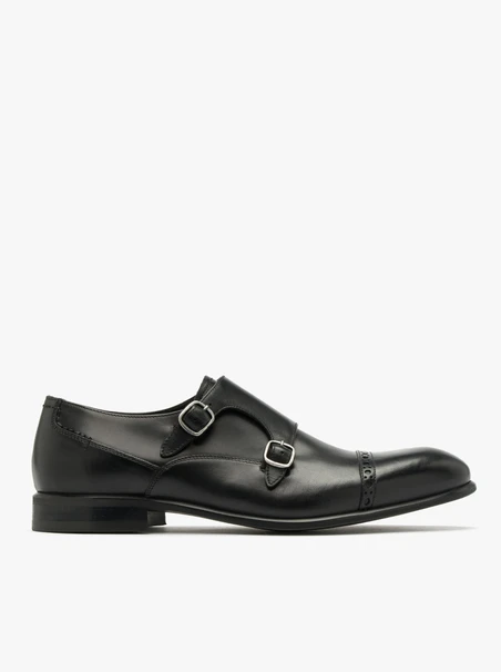 Black men’s shoes with decorative upper