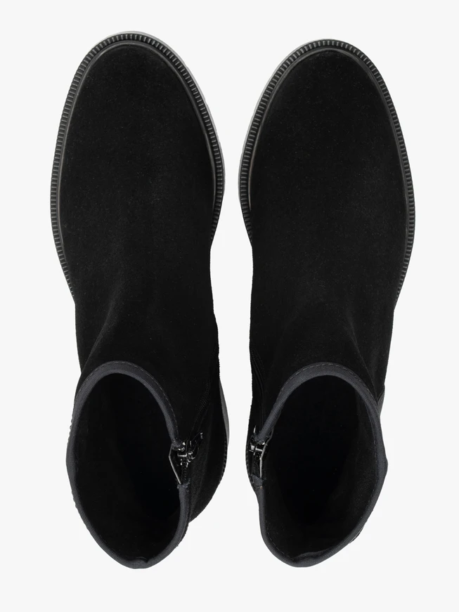 Schwarze Velourslederstiefel