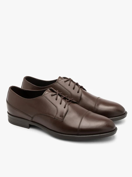 Dunkelbraune Herrenhalbschuhe mit Ziernähten