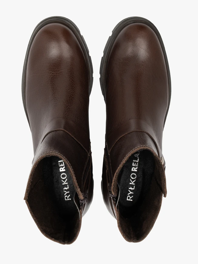 Ciemnobrązowe botki biker boots