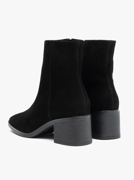 Black Women's Ankle Boots | Velour Leather