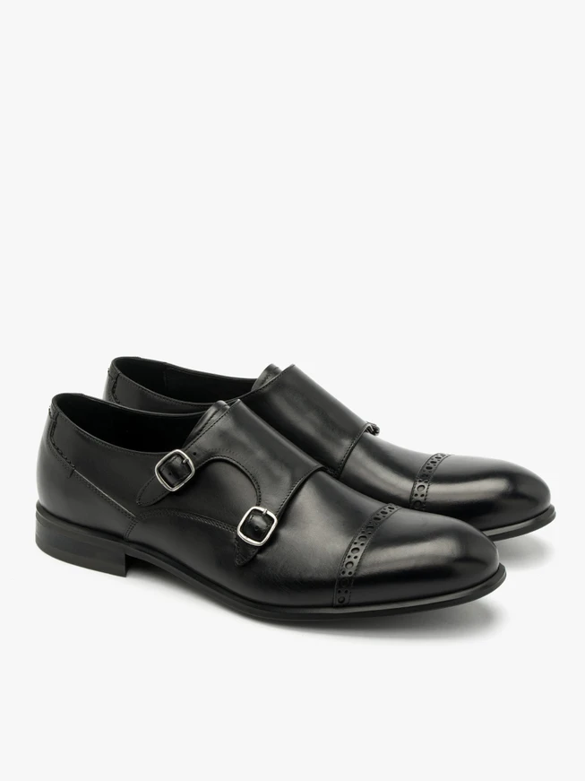 Schwarze Herren-Halbstiefel mit dekorativem Schaft