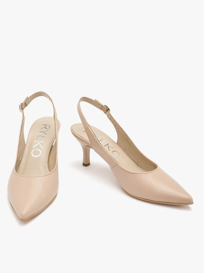 Beige slingback pumps