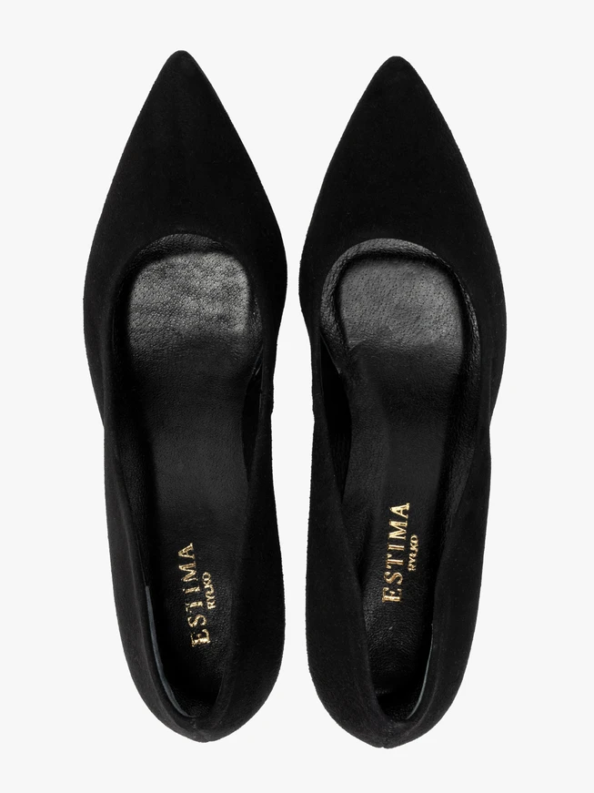 Schwarze Velours-Pumps mit Absatz