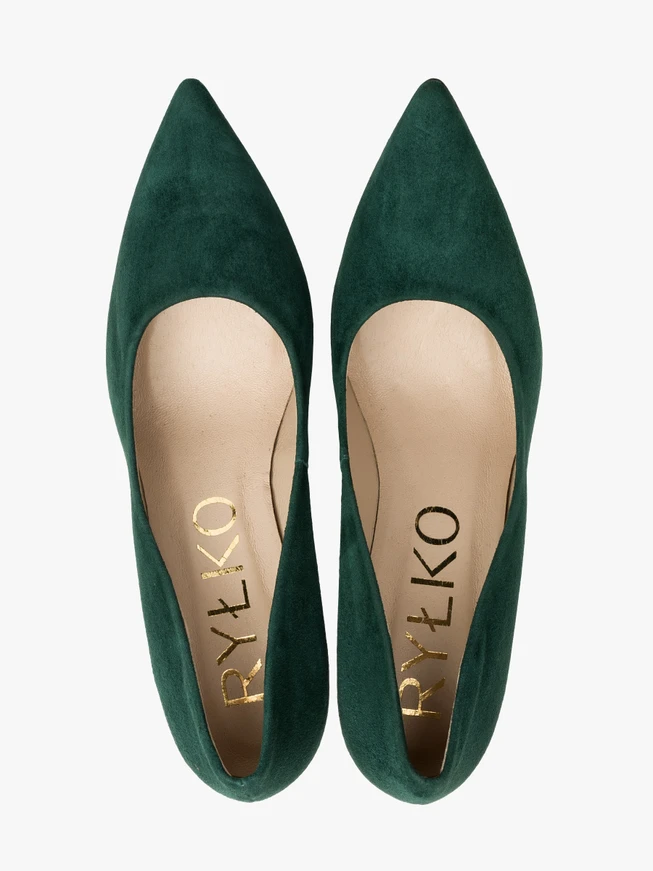 Dunkelgrüne Stiletto-Pumps