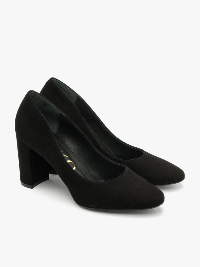 Black block-heel pumps