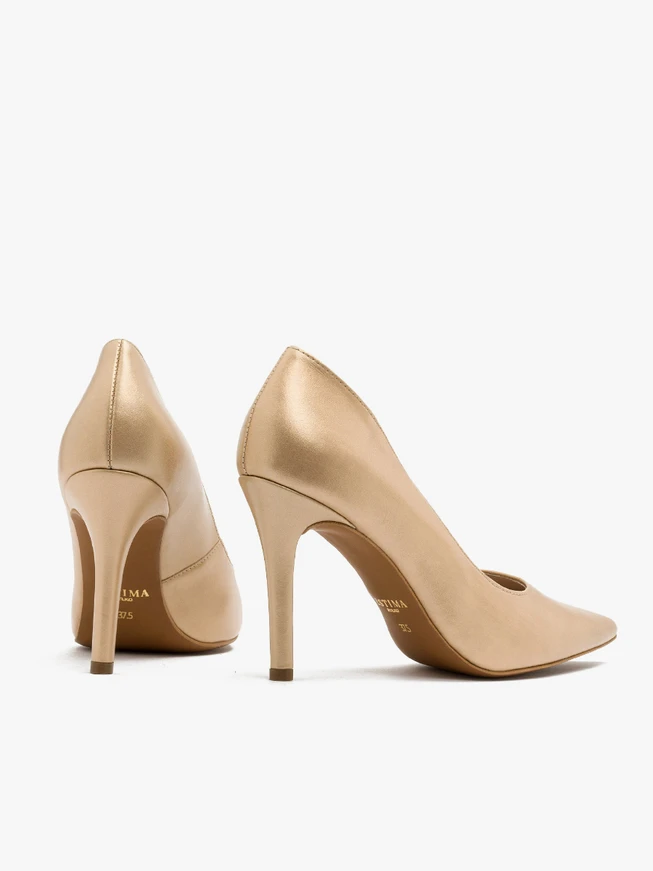 Gold high-heel pumps