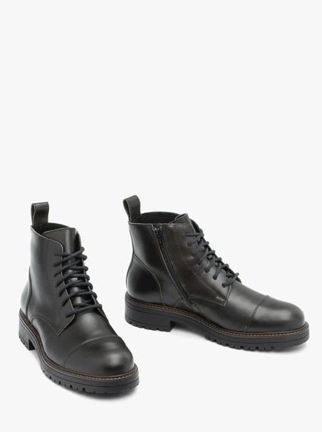 Dunkelgrüne Vollnarbenlederstiefel