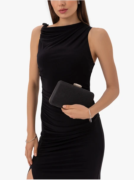 Schwarze elegante Clutch Bag mit Schnalle