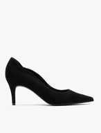 Schwarze Velours-Pumps mit verziertem Schaft