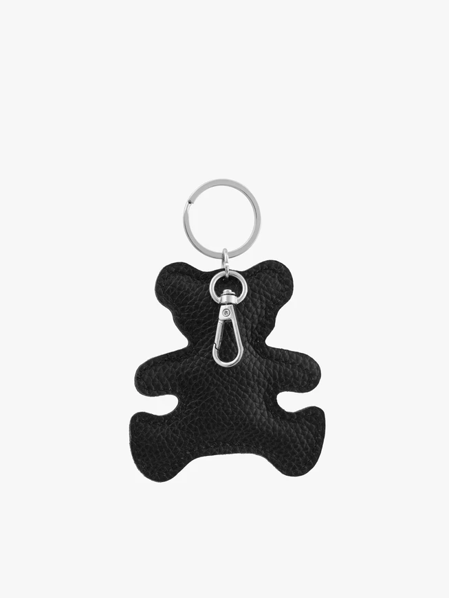 Teddybär Schlüsselanhänger aus schwarzem Leder