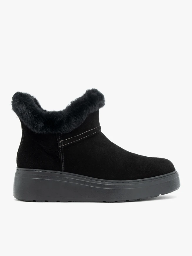 Schwarze Schneestiefel mit Fell