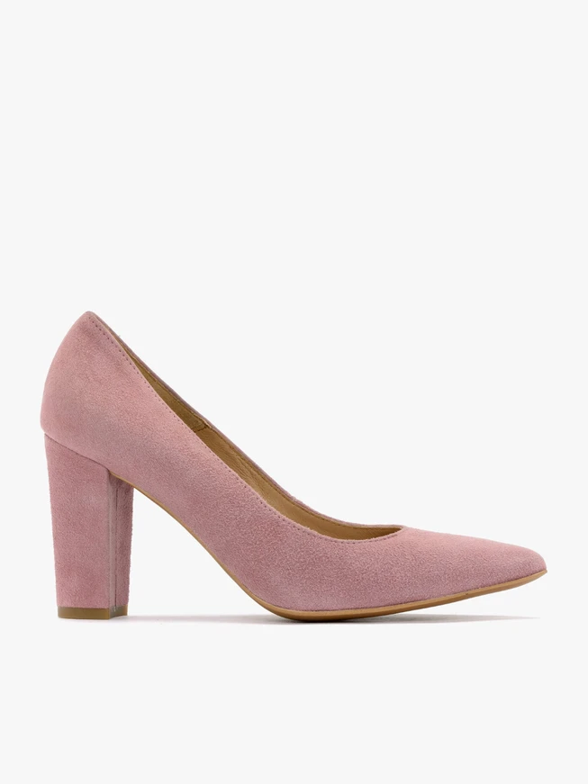 Pink block-heel pumps