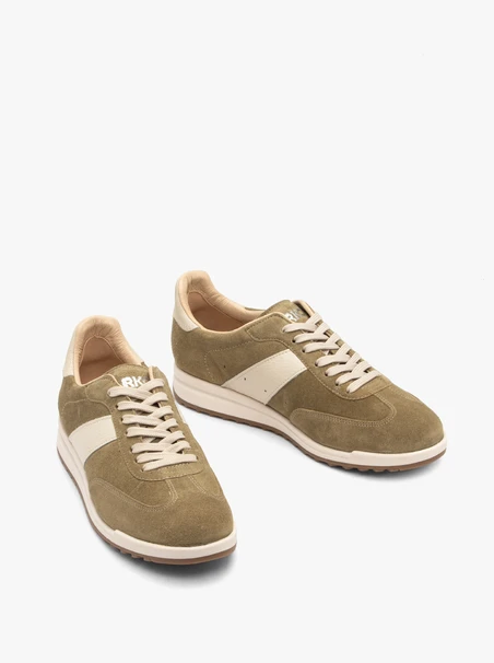 Olivfarbene Schnürhalbschuhe für Damen
