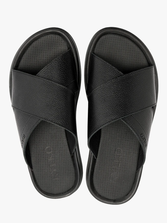 Schwarze Herren-Flip-Flops mit geprägtem Logo