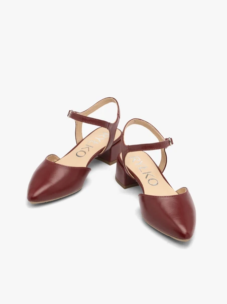 Kastanienbraune Damen Slingback-Pumps ohne Absatz
