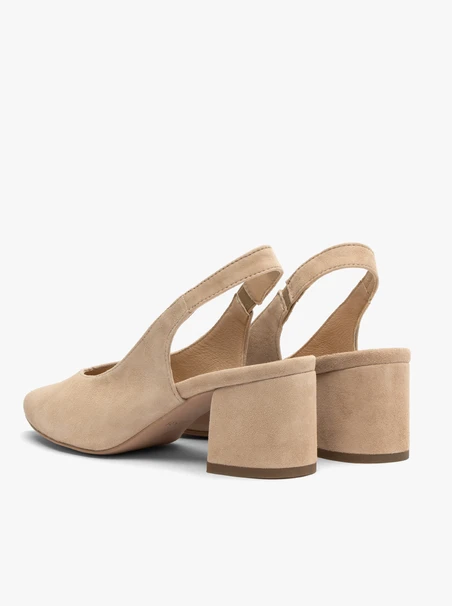 Beżowe czółenka slingback bez pięty