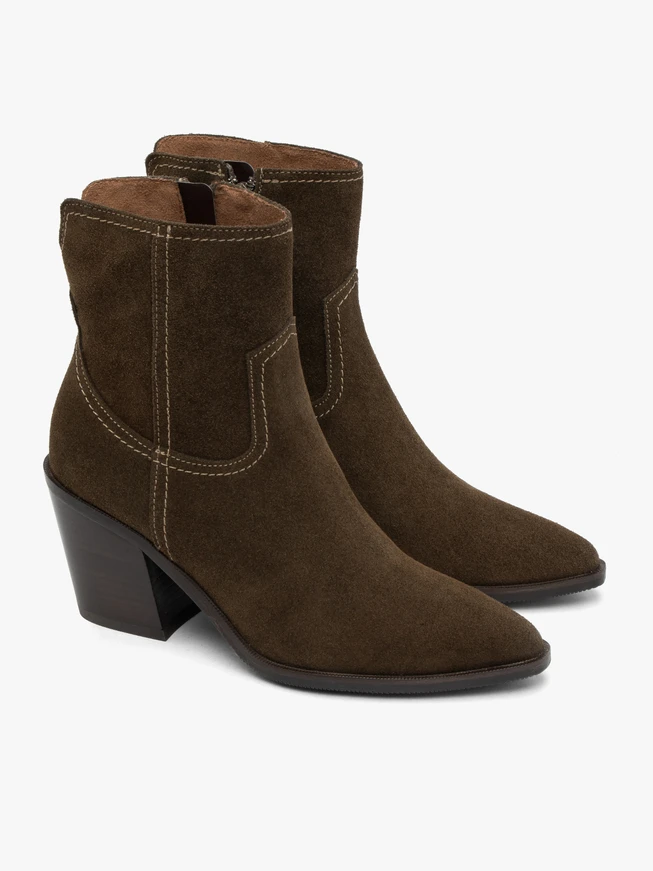 Grüne Veloursstiefel mit Stilettoabsatz