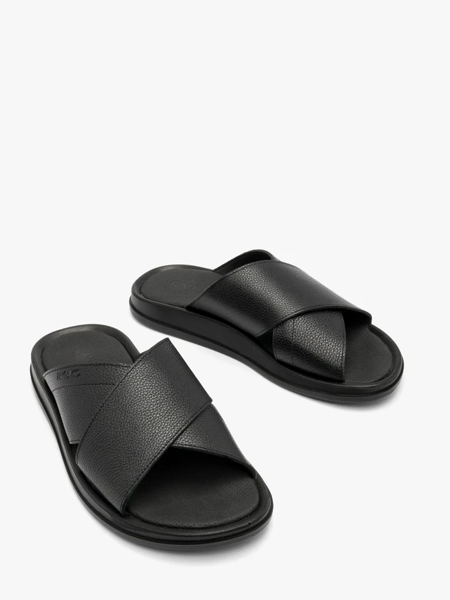 Schwarze Herren-Flip-Flops mit geprägtem Logo