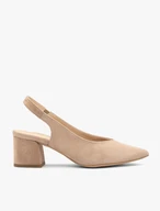 Beigefarbene Damen-Slingback-Pumps ohne Absatz