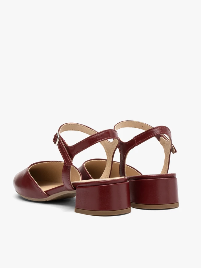 Kastanienbraune Damen Slingback-Pumps ohne Absatz