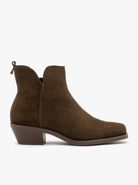 Grüne Velourslederstiefel