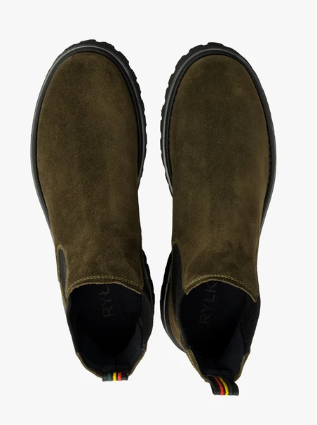 Olivfarbene Herrenslipper mit leichter Sohle