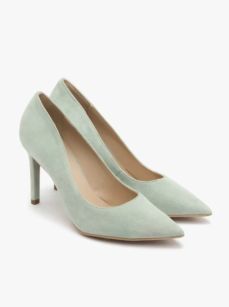 Minzfarbene hohe Stiletto-Pumps