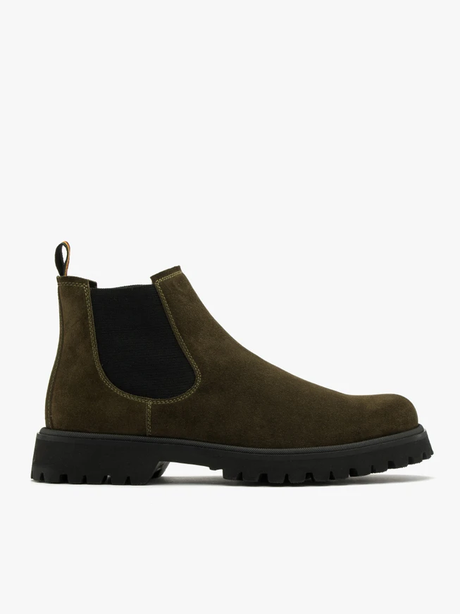 Olivfarbene Herrenslipper mit leichter Sohle