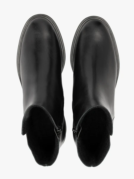 Black leather women’s ankle boots