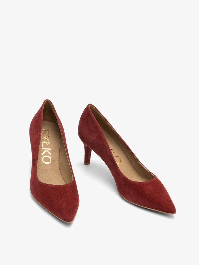 Kastanienbraune Damen-Pumps mit Absatz