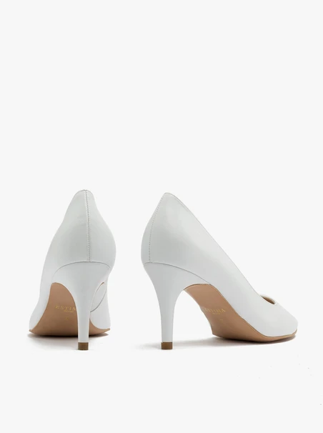 White stiletto pumps