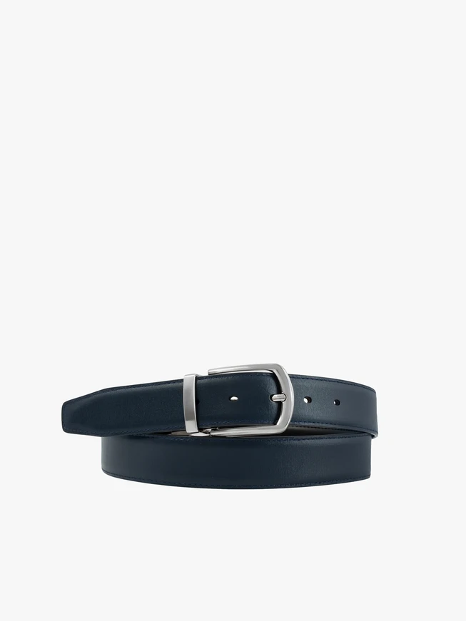 Reversible black and navy belt