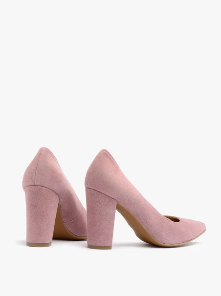 Pink block-heel pumps