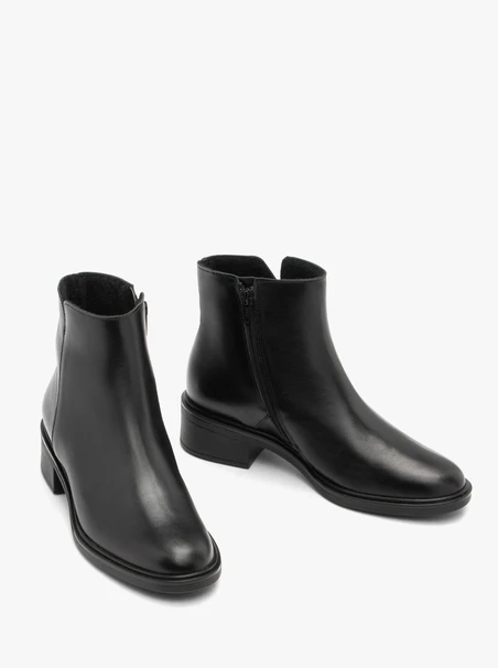 Black leather women’s ankle boots