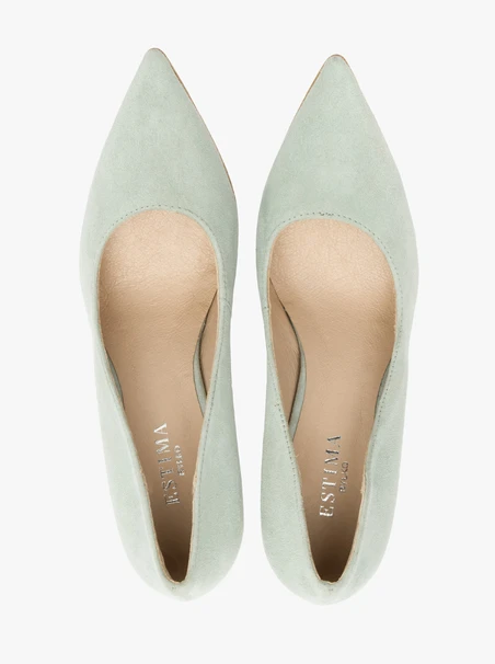 Minzfarbene hohe Stiletto-Pumps