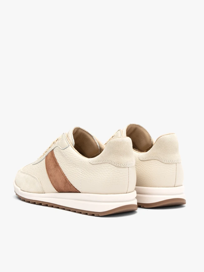 Beigefarbene sportliche Schnürhalbschuhe für Damen