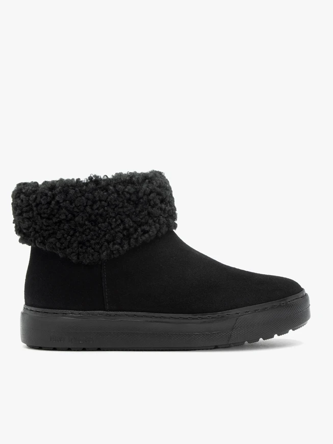 Schwarze Schneestiefel mit Fell