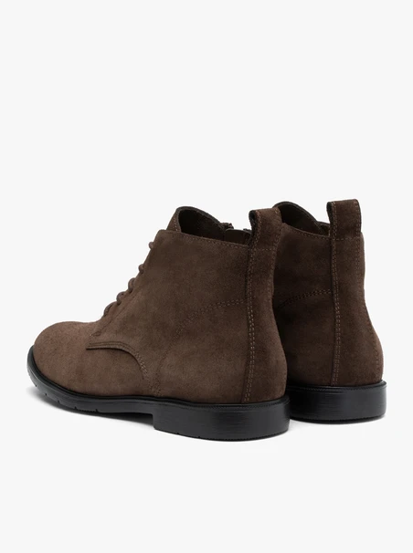 Dark brown velour ankle boots