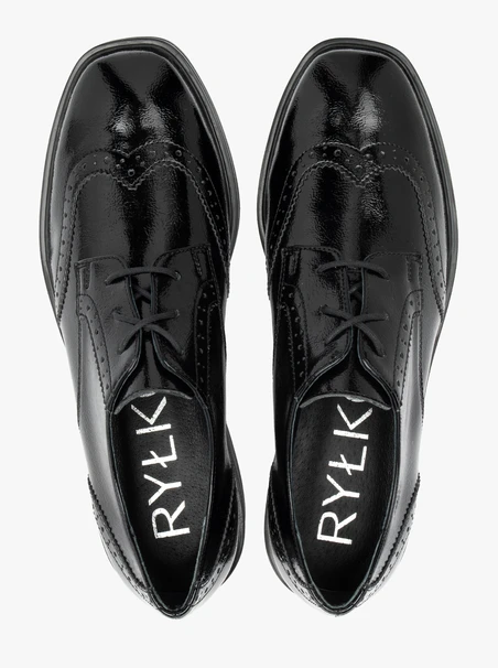 Black patent lace-up shoes
