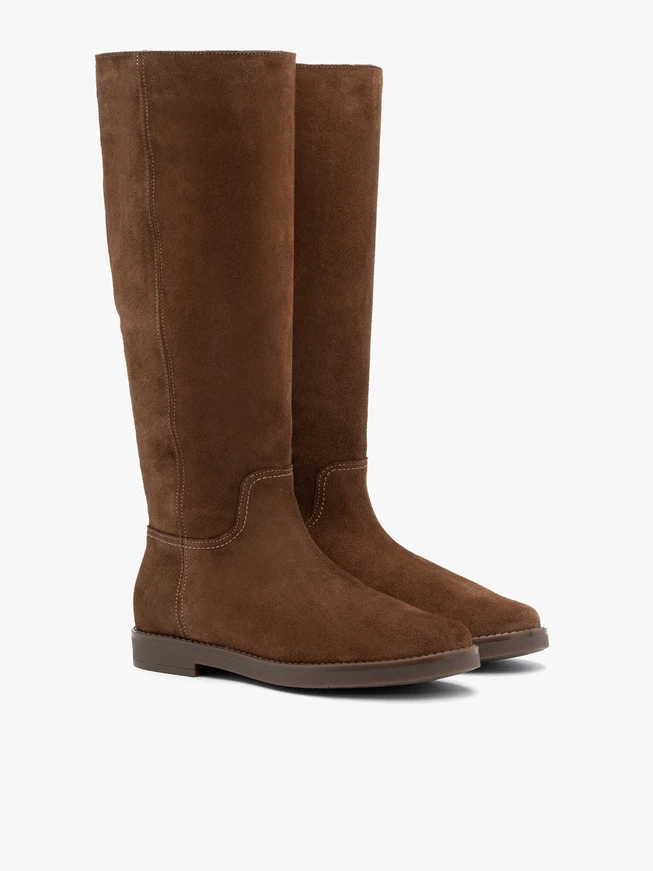Brown suede knee boots