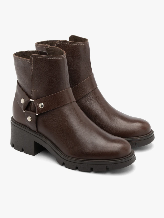 Ciemnobrązowe botki biker boots