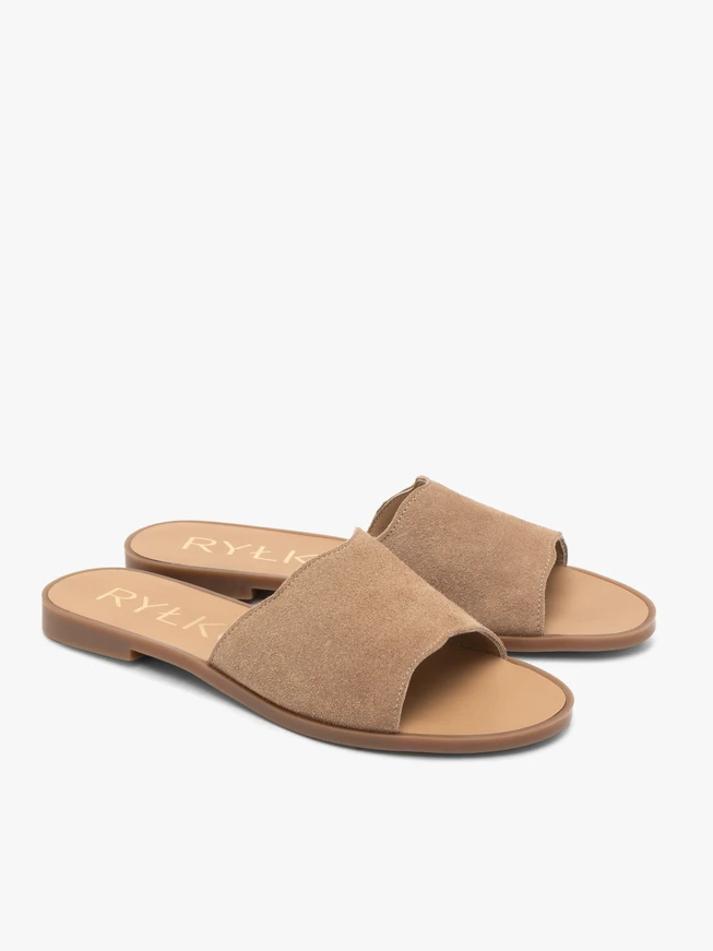 Flache Damen-Flip-Flops aus Sand